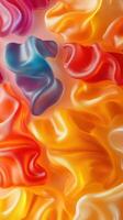 Colorful melting gummy candies create a vibrant abstract background with soft curves and textures photo