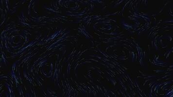 Abstract futuristic data flow visualization with glowing blue curved lines on a dark background. Seamless 4k animation. video