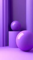 Purple geometric shapes arranged in an artistic display against a minimalist backdrop photo