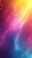 Colorful cosmic wave with vibrant hues of pink, orange, and blue in a starry background photo