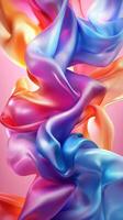 Colorful silk fabric creates dynamic waves in a mesmerizing display of hues and textures photo