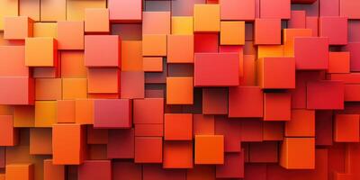 Abstract arrangement of red and orange cubes forms a vivid background in modern design photo