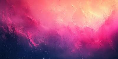 Colorful cosmic nebula with vibrant pink and purple hues shining in the night sky photo