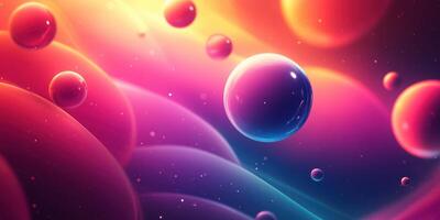 Colorful abstract representation of cosmic spheres floating in a vibrant universe during a digital art creation session photo
