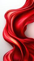 Flowing red fabric creates a sense of elegance and movement in a modern artistic display photo