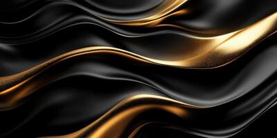 Elegant black and gold waves create a stunning visual texture in a modern design setting photo