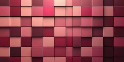 Colorful arrangement of red and pink squares creating a textured pattern in a modern art setting photo
