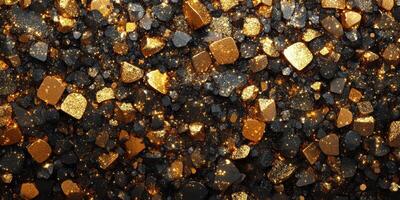 Stunning mix of black and gold particles creates a captivating texture in abstract design photo