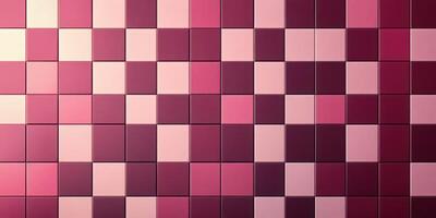 Colorful geometric patterns created with tiles in varying shades of pink and burgundy for modern decor photo