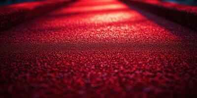 Bright red textured surface in outdoor setting during the evening light revealing intricate patterns and details photo