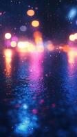 Colorful bokeh reflections in the rain at night captured in a vibrant cityscape photo