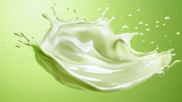 Abstract background with milky stains and drops, texture conveying freshness and purity in a green shade photo