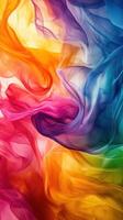 Colorful silk fabric swirling in vibrant patterns creating an abstract artwork photo