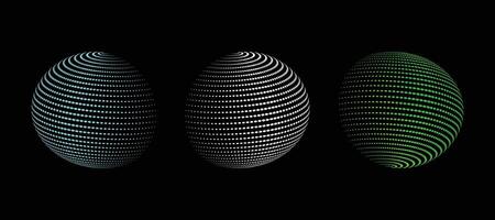 Abstract halftone globe spheres with dotted lines. 3d halftone dot effect sphere. vector