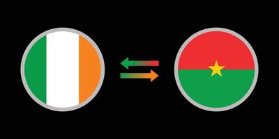 Ireland and Burkina Faso round flags icon exchange rate concept with transition effect. vector