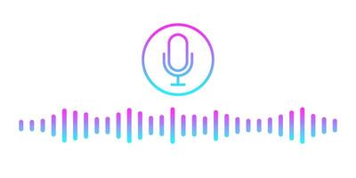 Colorful voice message icon featuring sound wave and microphone. Perfect for voice messaging, podcasts, or website themes. vector