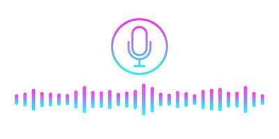 Voice message icon with sound wave and microphone. Represents voice messaging correspondence, ideal for websites, podcasts, or banner designs. vector