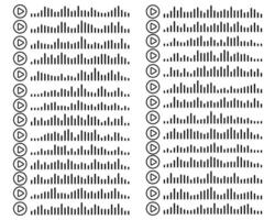 Sound wave symbols for podcast, song, or voice message. Audio wave set representing EQ or sound concepts, perfect for music or audio designs. vector