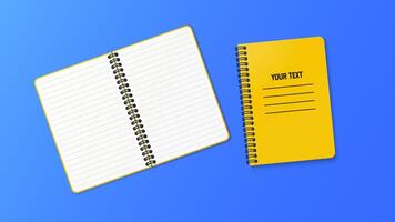 Notebook with a vertical spring. Notepad with dotted white sheets, great for planning or creative projects. vector