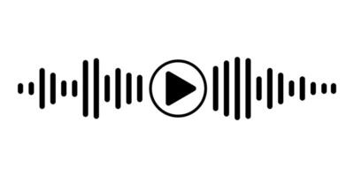 Voice message icon with sound wave and play button. Represents voice messaging correspondence, ideal for websites, podcasts, or banner designs. vector