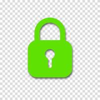 Green lock sign isolated on a white background. Symbol of security, ideal for tech, privacy, or online safety themes. vector