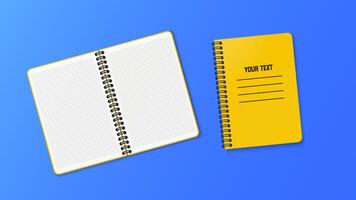 Notebook featuring a vertical spring. Notepad with lined white sheets, perfect for journaling or note taking concepts. vector