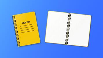 Notebook with a vertical spring. Notepad in a grid pattern with white sheets, perfect for school, work, or creative use. vector