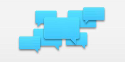 Blue speech bubbles with shadow on a white isolated background. Concept of communication between people in society, ideal for message or conversation themes. vector