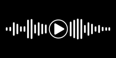 Voice messaging icon featuring sound wave and play button. Perfect for correspondence, podcasts, or website themes in a flat cartoon style. vector