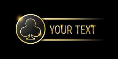 Clubs sign on round button. Ui element for mobile app or web site. Set of four casino or poker themed navigation panels on black background. vector