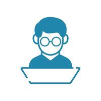 boy is reading a book. or called a Bookworm log illustration vector