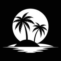 High-Quality Black and White Sketch of an Exotic Island Getaway vector