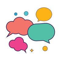 Colorful Speech Bubbles and Thought Clouds with Vibrant Outlines vector
