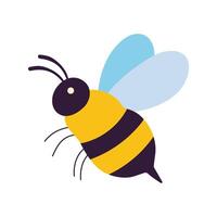 A cartoon bee with a yellow body and black stripes flying in the air. The bee is the main focus of the image and is the only thing that is shown vector