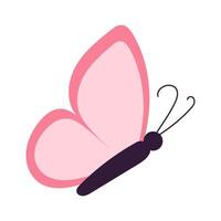 A pink butterfly with a brown body and brown antennae. The butterfly is drawn in a cartoon style and is resting on a white background vector