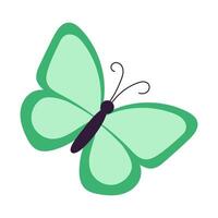 A green butterfly with a black body and a black head. The butterfly is sitting on a white background vector