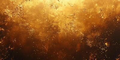 Abstract golden texture resembling a cosmic landscape with shimmering particles and a warm glow photo
