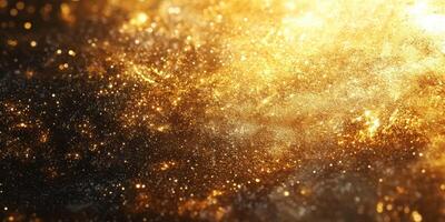 Captivating golden sparkles glowing in a dark background creating a mesmerizing cosmic effect photo