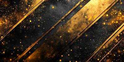 Golden and black abstract design with sparkling elements in a dynamic composition for artistic backgrounds photo