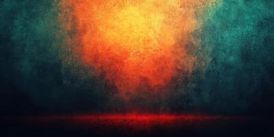 Colorful abstract background with orange and teal gradient lighting in a digital art style photo