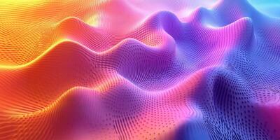 Colorful abstract waves undulating in a vibrant digital landscape resembling fluid motion and light interactions photo