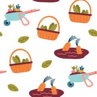 Spring seamless pattern background for packaging and decoration with garden elements vector