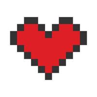 Pixel art Stylized Heart shape in red and Black stroke St Valentine Day greeting design element idea. Isolated illustration Thematic cards or web promo banner, leaflets, print materials or tags vector