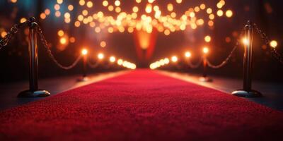 Red carpet event showcasing elegant decor and soft lighting in an upscale venue photo