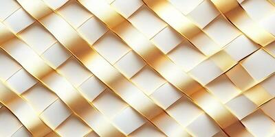 Elegant woven texture of golden and white fabric creating a sophisticated backdrop for design inspiration photo
