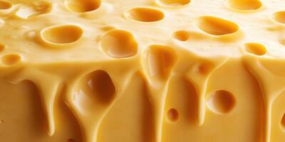 Melting cheese displays rich texture and creamy color in a close-up view photo