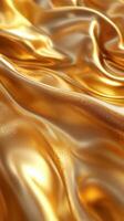 Elegant golden fabric drapes capturing light in a soft and luxurious manner photo