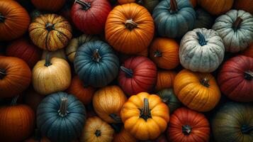 Colorful Assortment of Autumn Pumpkins photo