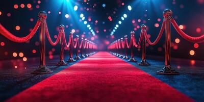 Red carpet event showcasing luxurious atmosphere with bright lights and elegant design photo