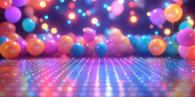 Colorful orbs and lights create a vibrant atmosphere for a lively celebration or event at night photo
